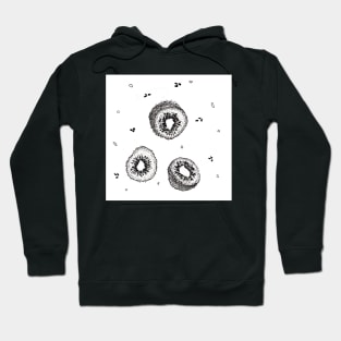 Quirky Kiwi ,  black and white ink fruit , hipster seeds Hoodie